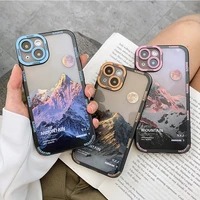 snow mountain transparent phone case for samsung a52 case for samsung a53 5g a52s 5g a12 a71 a51 a32 a73 s22 ultra sunset cover