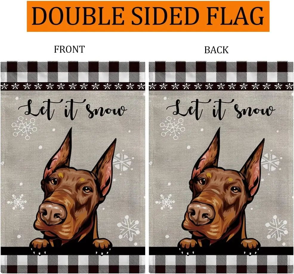 Let It Snow Dog Прапор Сада Сенбернара Черно-Белый Буффало Плед Серый Снежинка
