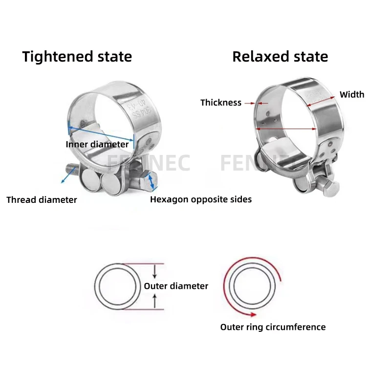 Мощные хомуты для шлангов из нержавеющей стали 304 зажимы выхлопных труб воздуха