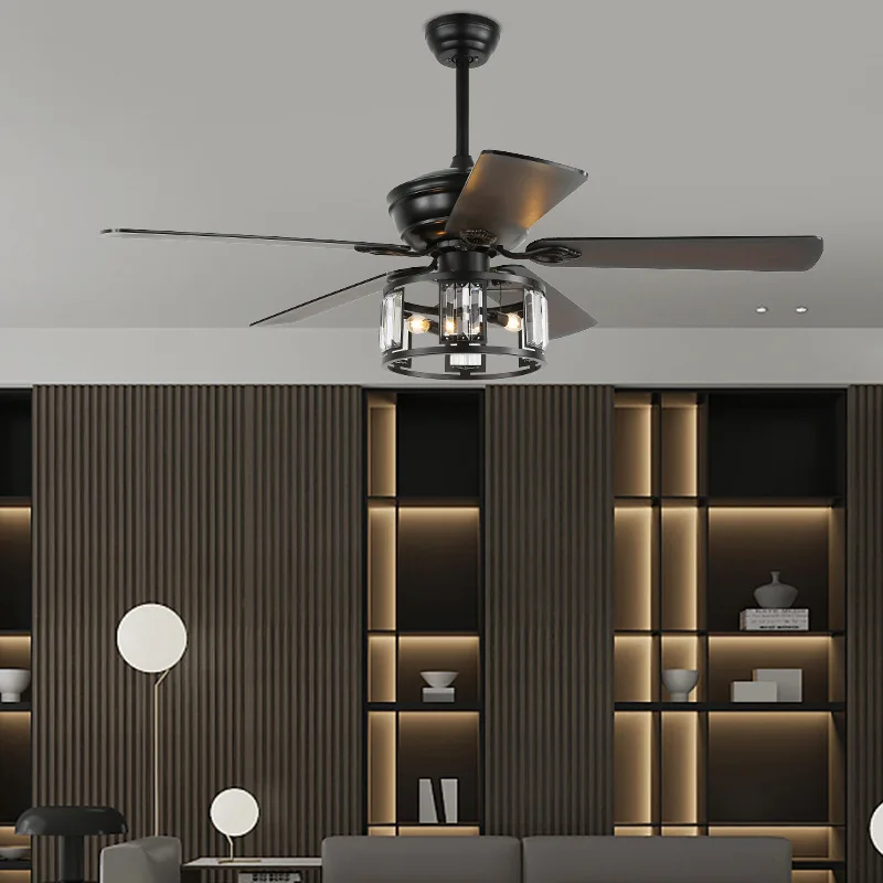 

Американская хрустальная люстра в стиле ретро, потолочный светильник для ресторана, гостиной, промышленный вентилятор с дистанционным упр...