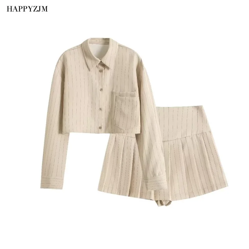 

HAPPYZJM Women Short Shirt Fashion Long-Sleeved Single-Breasted Slim High Waist Exposed Navel Short Blouse Fashion Mini Skirt