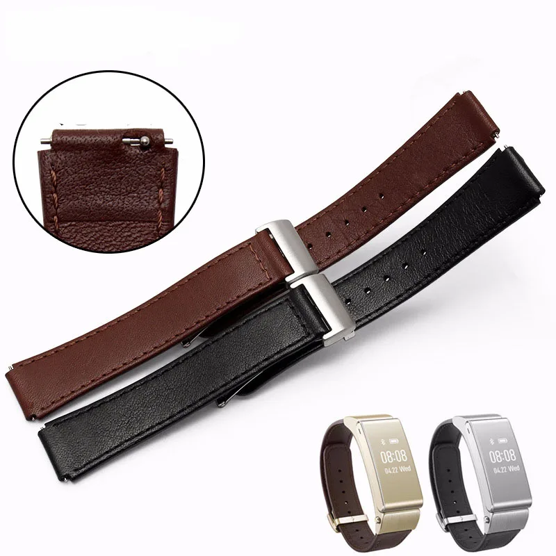 For Huawei B6 B2 B3 Smart Bracelet Genuine Leather Watch Band Men's Bracelet Women's Folding Buckle Replacement Soft Watch Strap