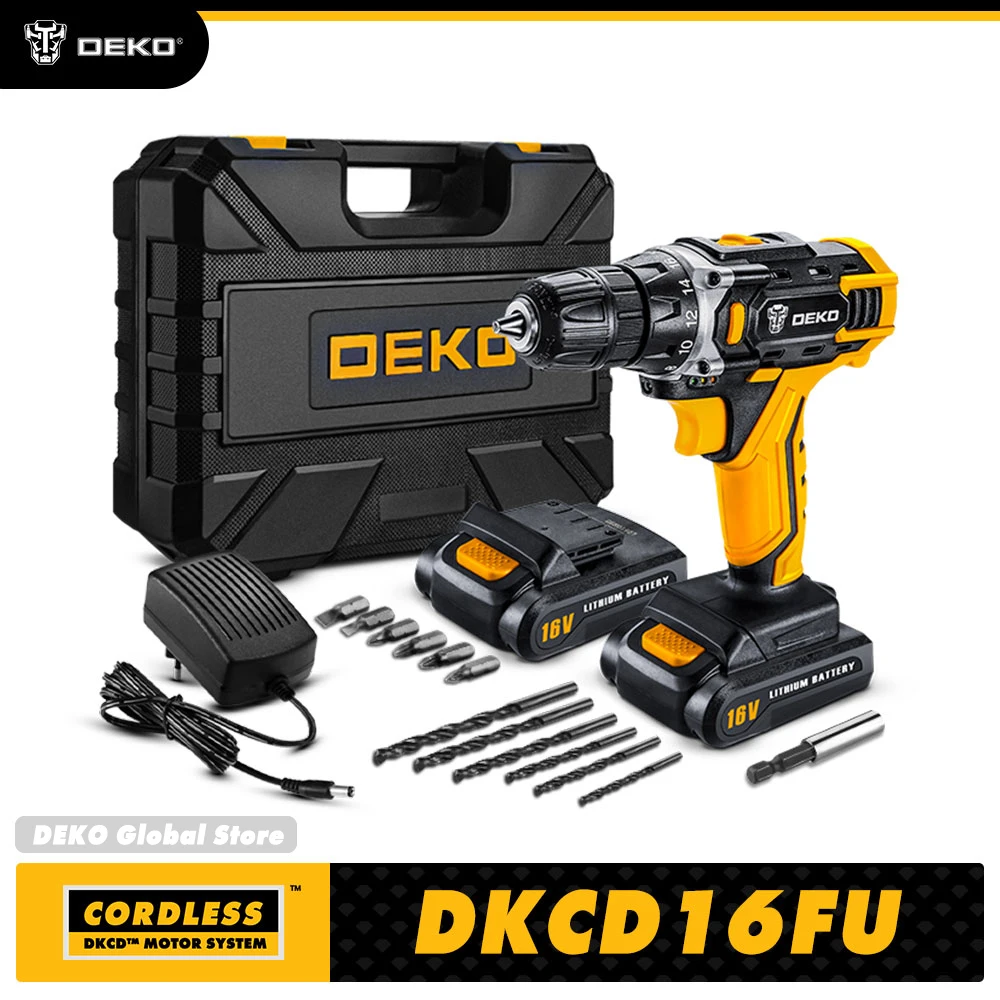 

DKCD SERIES 16V MAX ELECTRIC SCREWDRIVER CORDLESS DRILL WITH CHARGEABLE LITHIUM BATTERY FOR HOME DIY POWER TOOLS DEKO