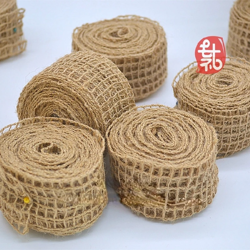 Hemp Rope Flat Rope Hollow 4 Cm Lattice Hemp Rope Jute Ribbon Mesh Hemp Rope Decoration DIY Handmade