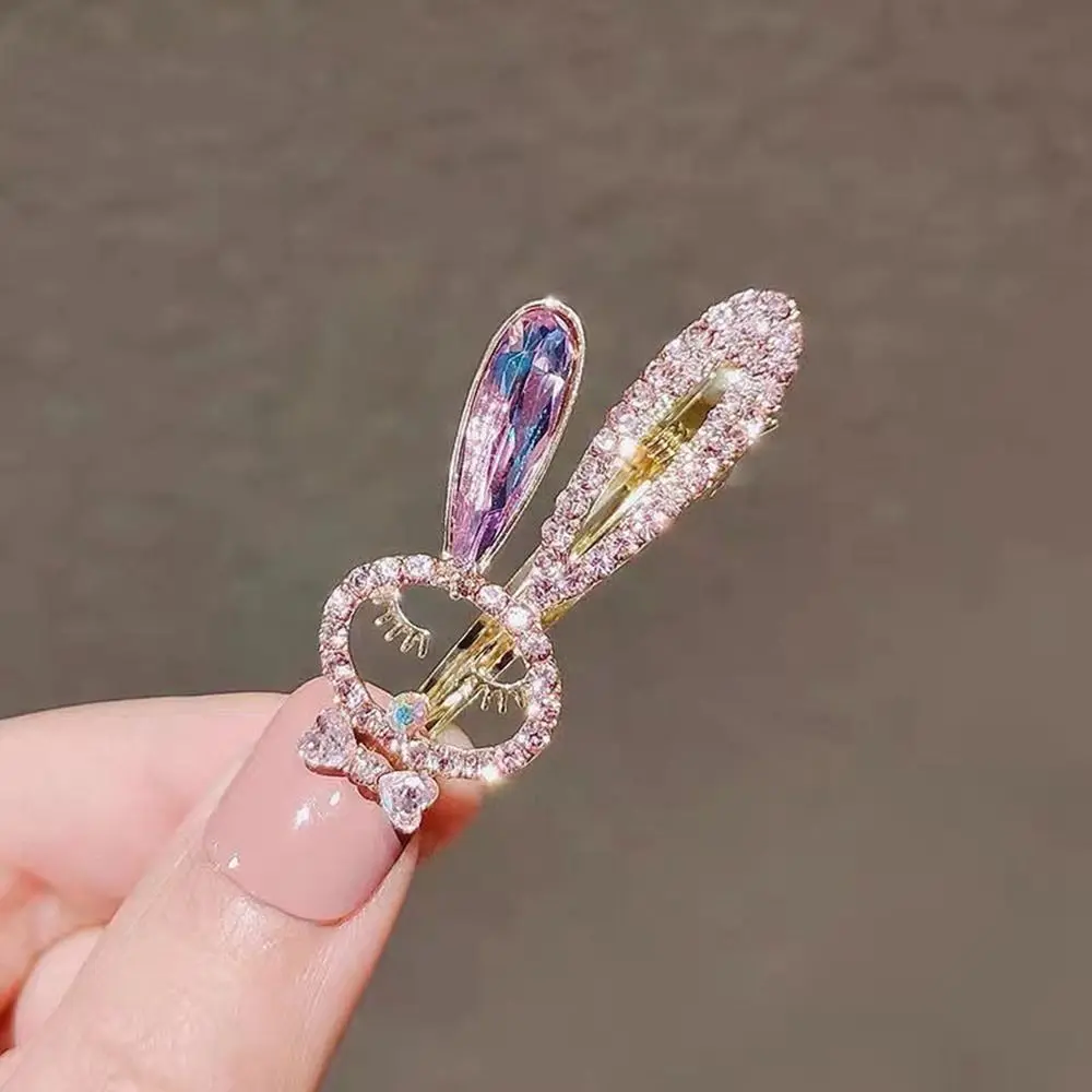 

Shining Crystal Rhinestone Hair Clip For Women Cute Rabbit Hairpin For Girls Hair Barrettes Korean Duckbill Clip Headwear