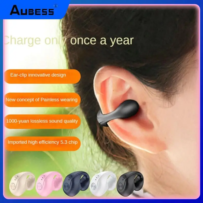 

Touch Induction Earphone Double Transmission Host Painless Wearing Wireless Headset Travel Wear Clip Ear Type