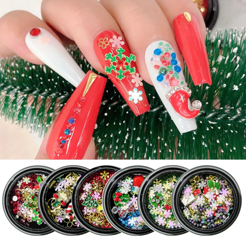 

3D Christmas Nail Art Decorations DIY Christmas Old Man Snowman Snowflake Tree Shoes Hat Series Fashion Manicure Accessories