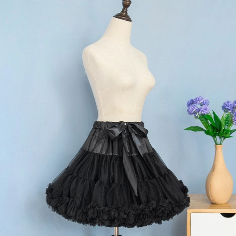 

Women Crinoline Petticoat Fluffy Skirt Ball Gown Short Half Slip Underskirt for Lolita Cosplay Vintage Party White Black