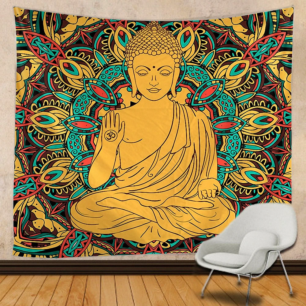 

Buddha statue tapestry Mandala Witchcraft Hippie Macrame Wallpaper Banner Flag Wall Art Boho Decoration Wall Hanging Tapestry 2