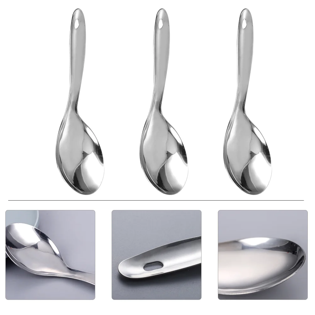 

Rice Spoon Spoons Scooper Stainless Soup Ladle Scoop Cooker Kitchen Serving Steel Spatulapaddle Cream Metal Wooden Asian Chinese