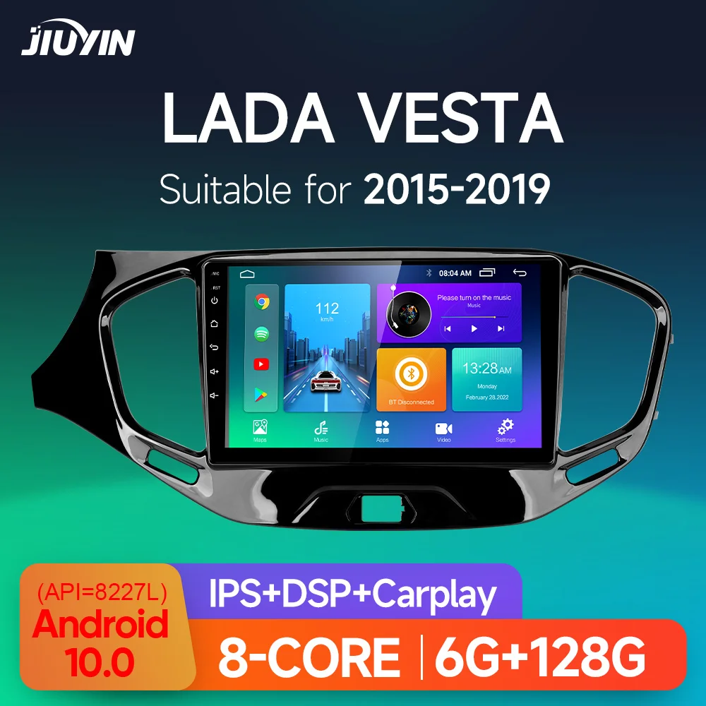 JIUYIN 2 Din Android 11 Car Radio Multimedia Video Player GPS Navigation Carplay For LADA Vesta Cross Sport 2015-2019 Stereo Scr