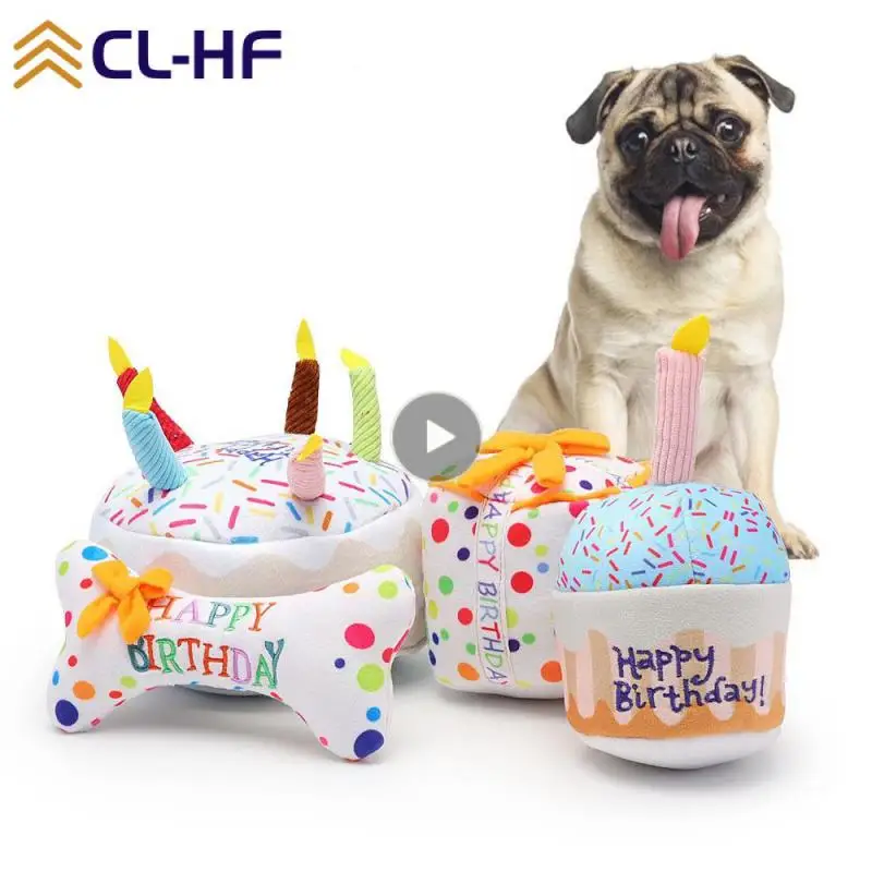 

Small Plush Play Interactive Chew Cake Dog Toy Big Plush Dog Toy Multicolor Soft Cupcake Pet Toy Dog Toys Celebration Squeaky