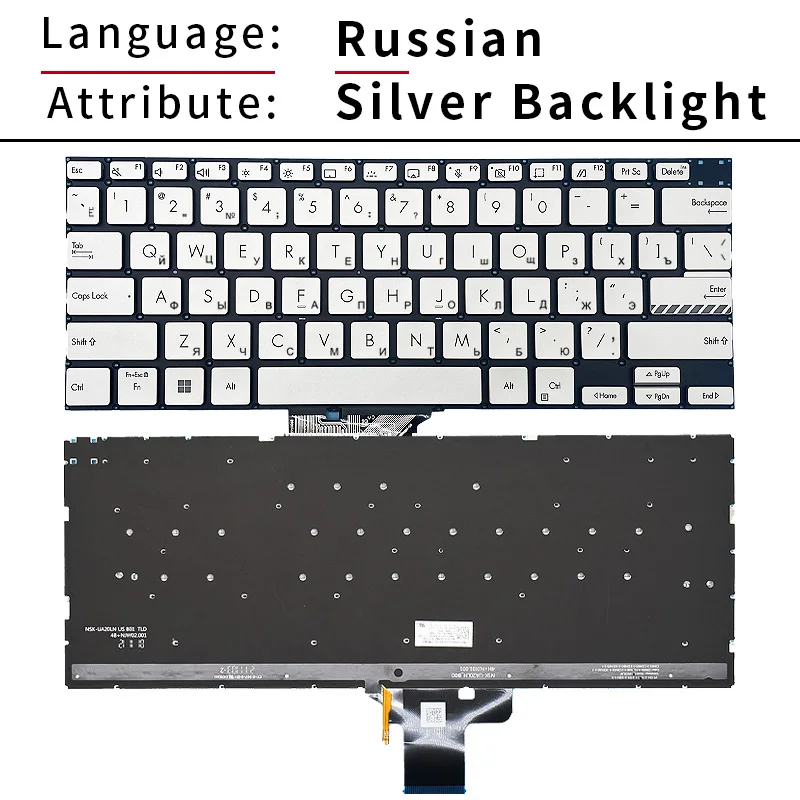 Фото Клавиатура US/RU для ASUS Pro14 M7400 M4700/QC/PC M7600 X7400 M3400 X7400 M3400 M3401Q X3400P K3400P, замена №4