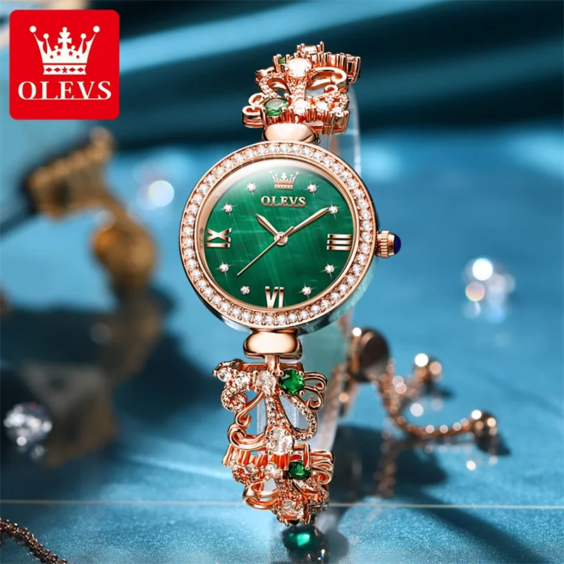 OLEVS Fashion Watch Women Casual Dial Quartz Watches Rhinestone Luxury Wristwatch Women Watches Ladies Bracele Clock Reloj New