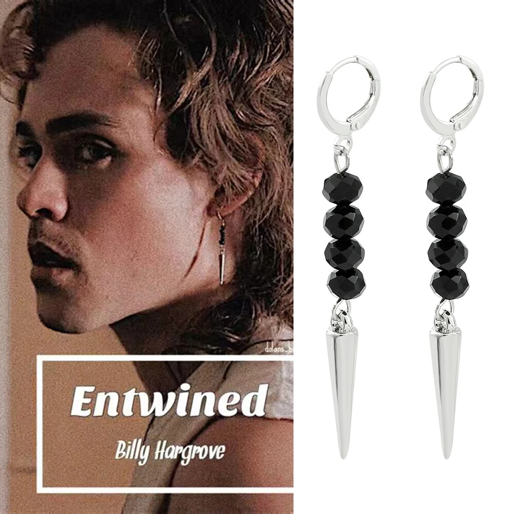 

Hot TV Show Billy Hargrove Earrings Metal Piercing Jewellery Women Eardrop Cone Pendant Earrings Cosplay Accessories Gifts