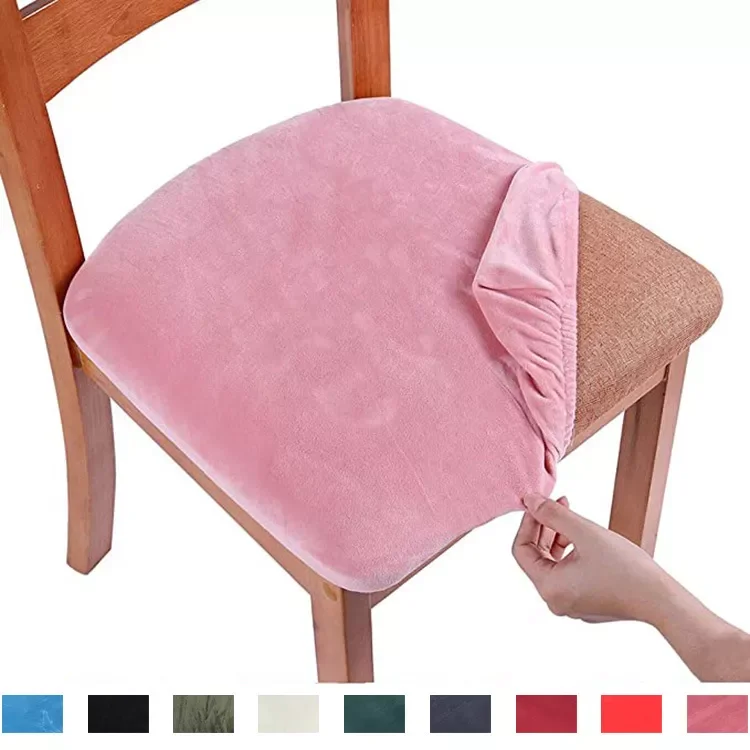 

1/2/4/6 Pieces Velvet Fabric Super Soft Seat Cushion Covers Stretch Chair Cover Slipcovers For Hotel Banquet Dining Living Room