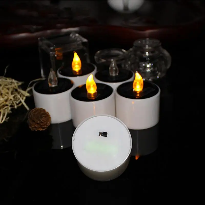 

10pcsHome Solar Candle Yellow Light Power LED Flameless Electronic Tea Lights Lamp Tea Creative Lamp Outdoor Solar Candles Light