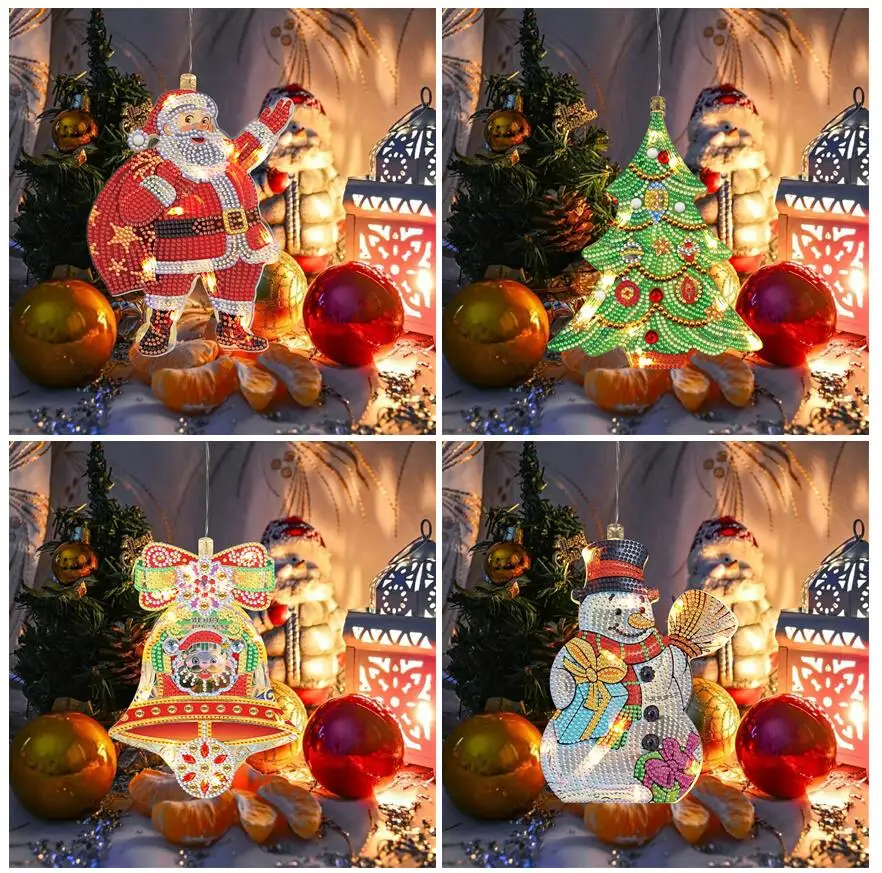 

DIY рождественская алмазная живопись Стразы Светодиодная лампа Снеговик Рождество подвесная присоска подвесной светильник декор для вечер...