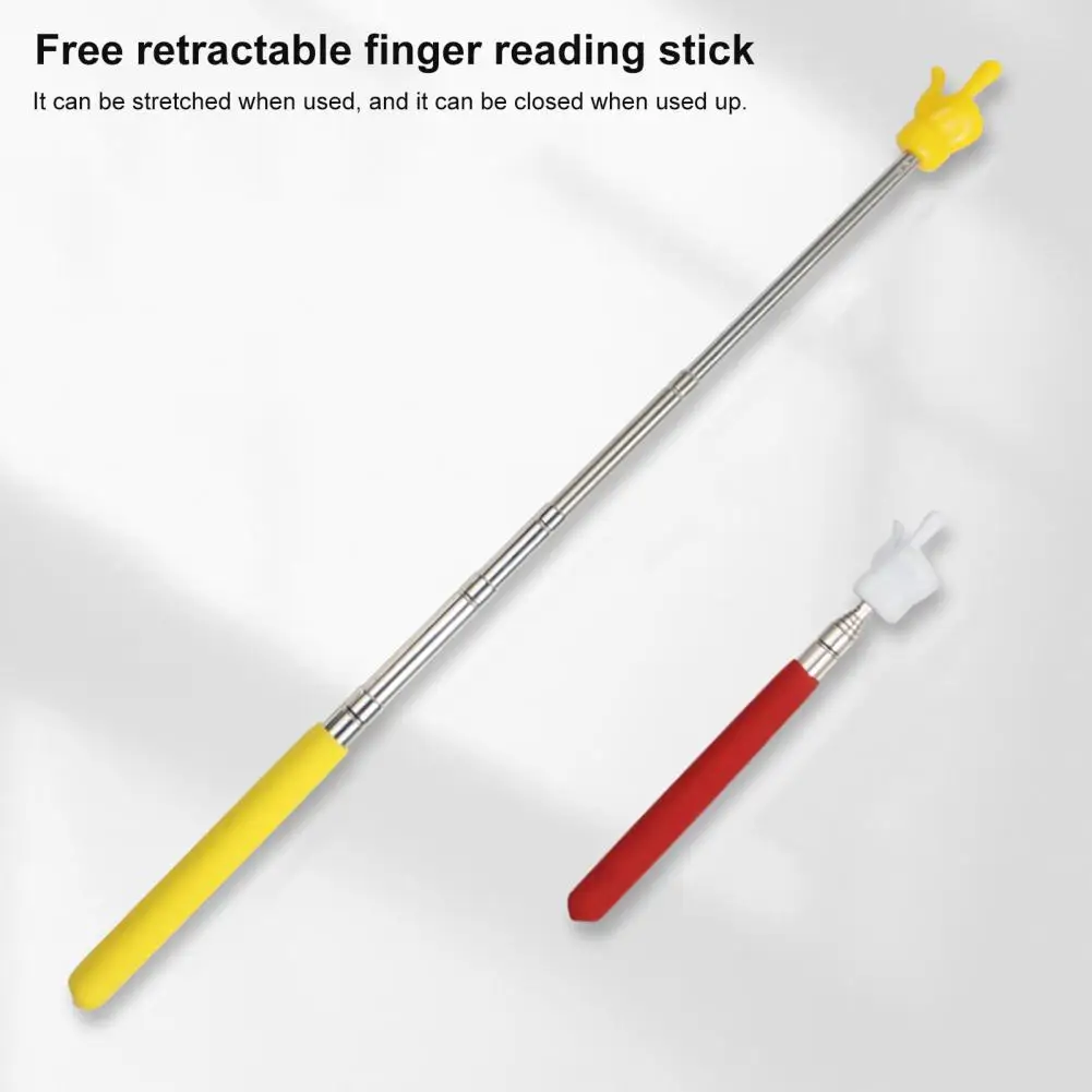 

Retractable Teacher Pointer Colored Handle Finger Design Stainless Steel Telescopic Rod Guiding Teaching Whiteboard Home Decor