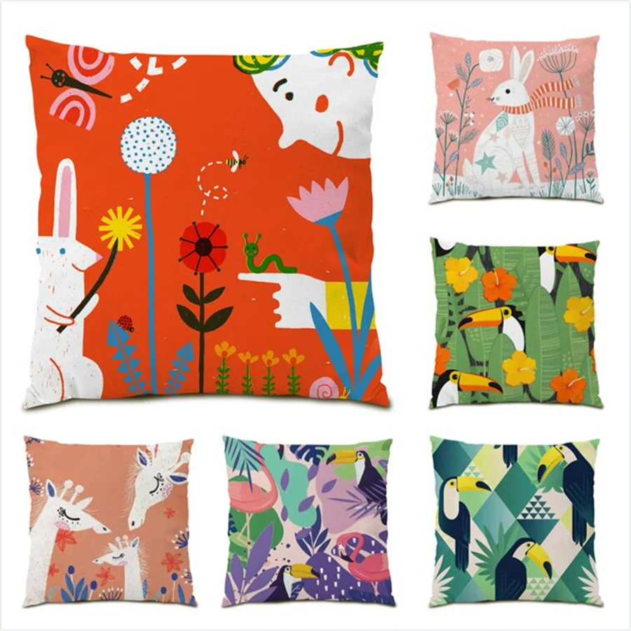 

Home Soft Pillow Covers Decorative Cushion Velvet Polyester Linen Funny Pattern Living Room Decoration Vintage Pillowcase E0268