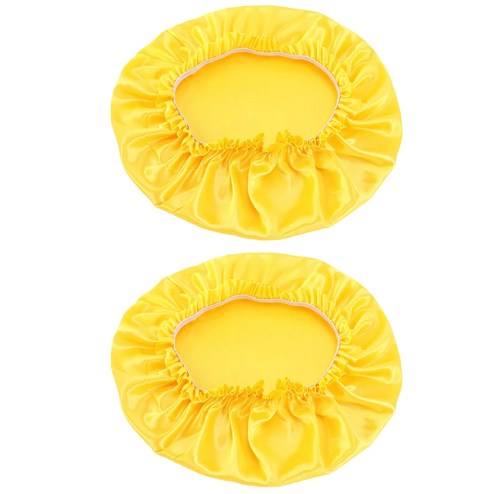 

2pcs Round Beauty Caps Silk Lace Hats Women Night Sleeping Caps (Yellow)