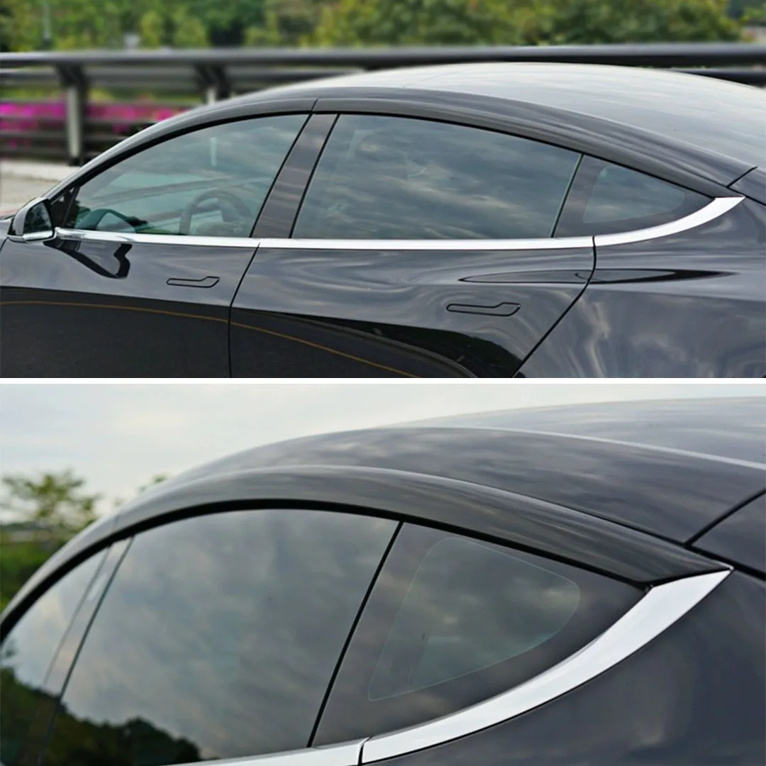 Фото Комплект из 4 дефлекторов окон (ветровиков) для Tesla Model Y 2019-2024: защита от дождя, стайлинг, внешние элементы кузова №4