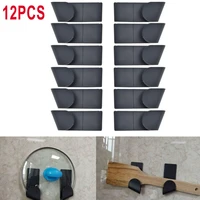 12pcs wall mounted storage holder pot pan lid home kitchen utensils supplies organization accessories hook up storage rack