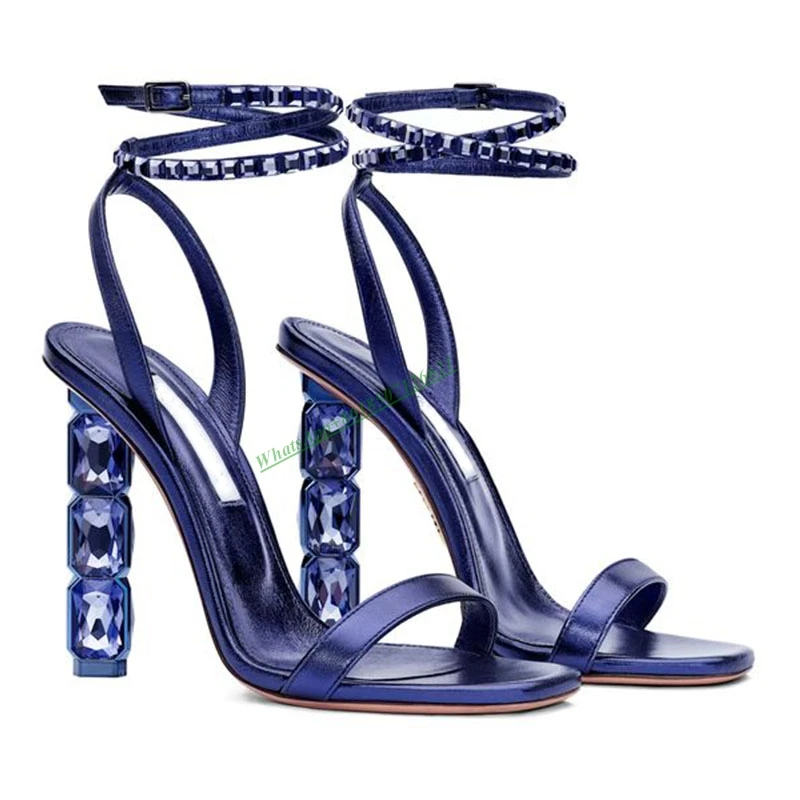 Женские модные сандалии с квадратным носком на каблуке со стразами женская