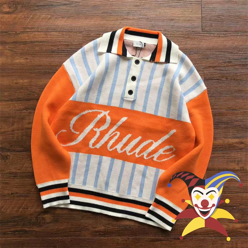 

Мужской/женский жаккардовый свитер составного кроя с надписью ревеня оранжевого цвета