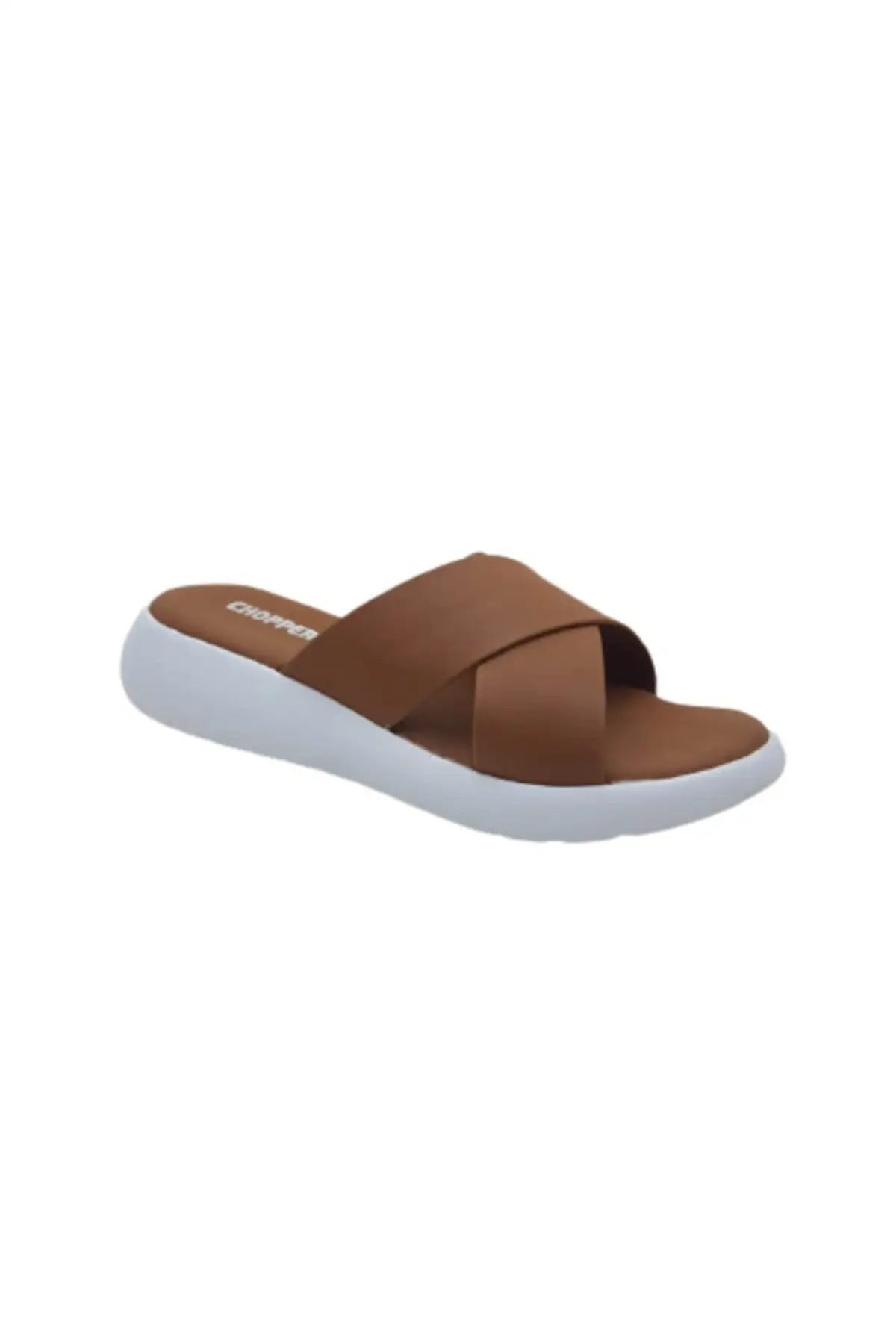 

20307 tan Pad Base Assisted Cross Strappy Orthopedic Women Slippers
