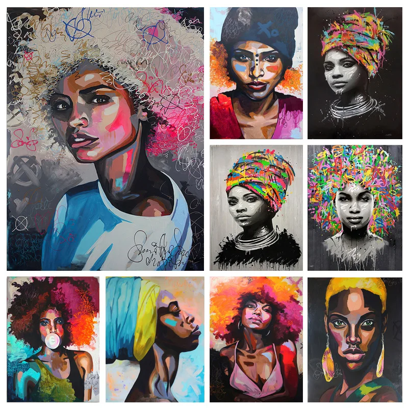 

Living Room Bedroom Home Decor Wall Art Picture Black and White African Woman Canvas Painting Posters and Prints Scandinavian