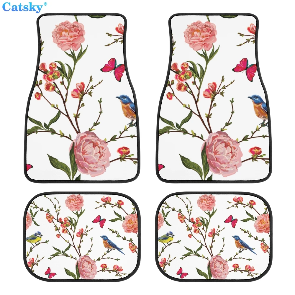 

Cherry blossom, flower-and-bird style Car Floor Mats, Hippie Car Mat, Car Accessories Gift, Stoner Gift, Retro Car Accessories,