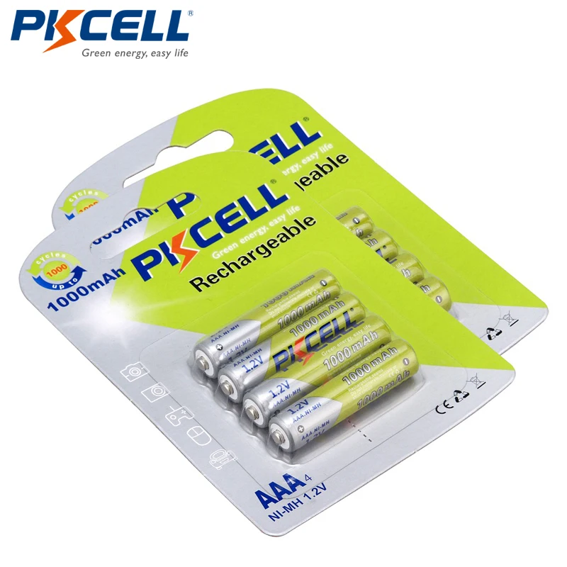 

Аккумуляторы PKCELL Ni-MH AAA, 1000 мАч, 1,2 в, 8 шт./2 карты
