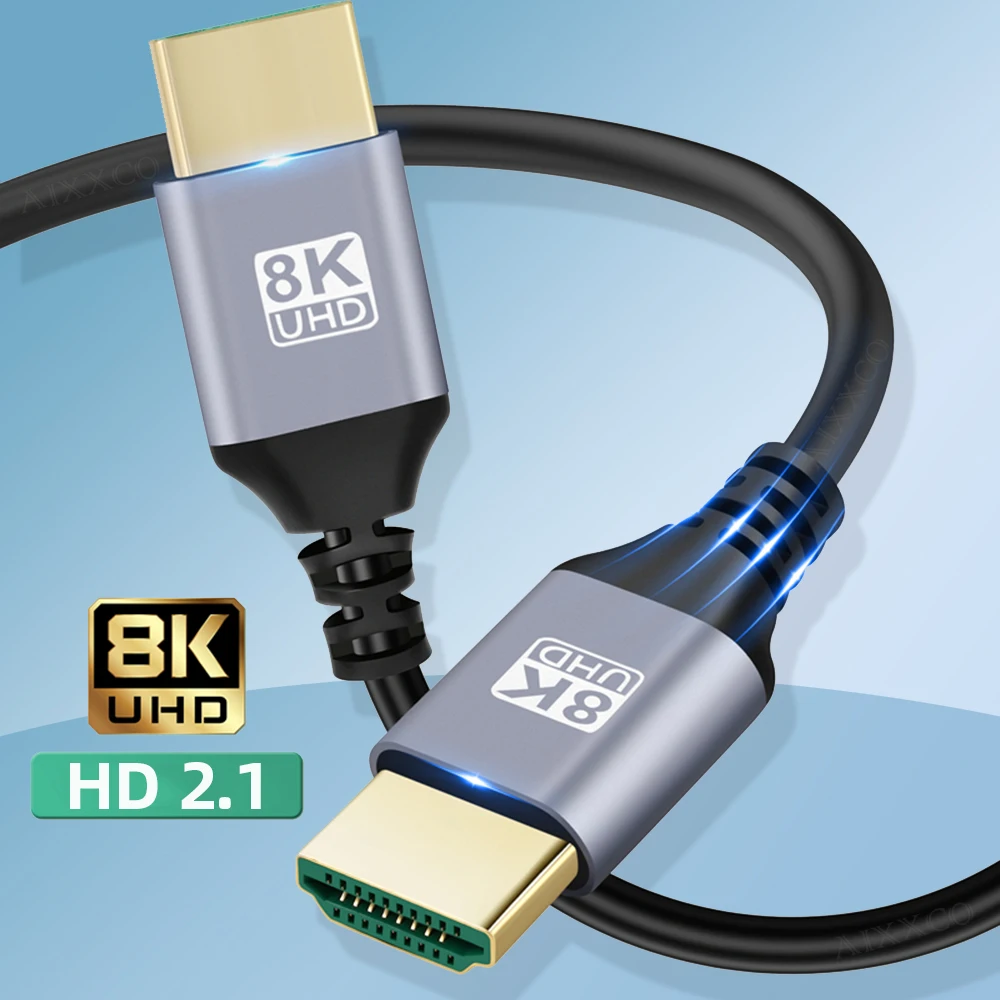 

8K HDMI-совместимый кабель 4K @ 120 Гц 8K @ 60 Гц Версия 2,1 кабеля 48 Гбит/с адаптер для HDR видеокабеля ПК ноутбука ТВ приставки PS5