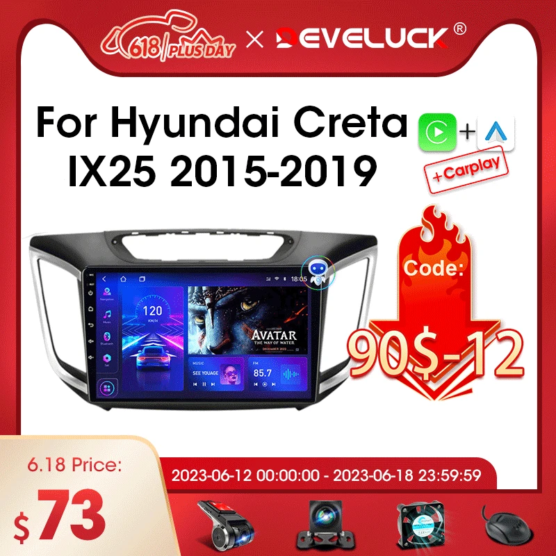 2 Din 10.1 дюймовый Андроид 11 автомобильный радио для Hyundai Creta IX25 2015-2021 мультимедийный видеоплеер навигации GPS Carplay Split Screen 4G on.