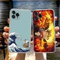 one piece luffy zoro ace anime phone case for iphone 11 12 13 pro max xr xs x 8 7 se 2020 6 plus cute shockproof clear tpu cover