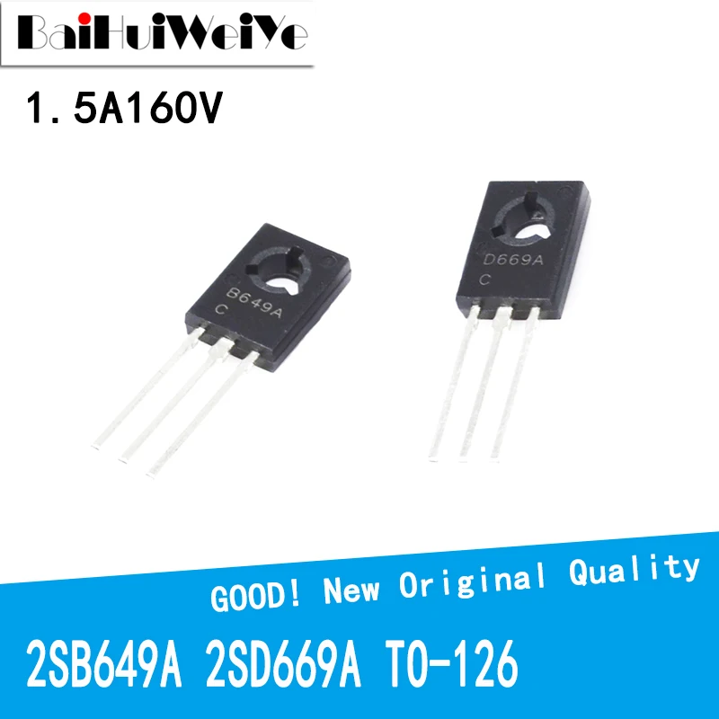 20 шт./лот 2SB649A 2SD669A B649A D669A 1.5A160V TO126 TO-126 усилитель аудио мощности, Push-трубка, Новый чипсет хорошего качества