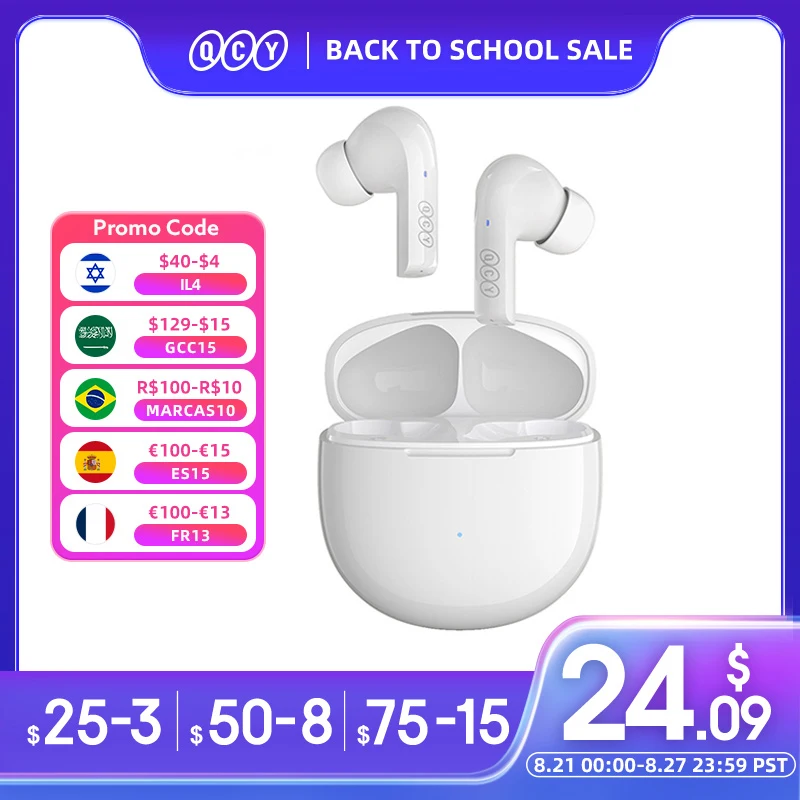 QCY T18 беспроводные наушники Bluetooth 5,2 наушники QCC3050 aptX Voice 32kHz 4 Mic CVC HD Call наушники Двойное Подключение устройства