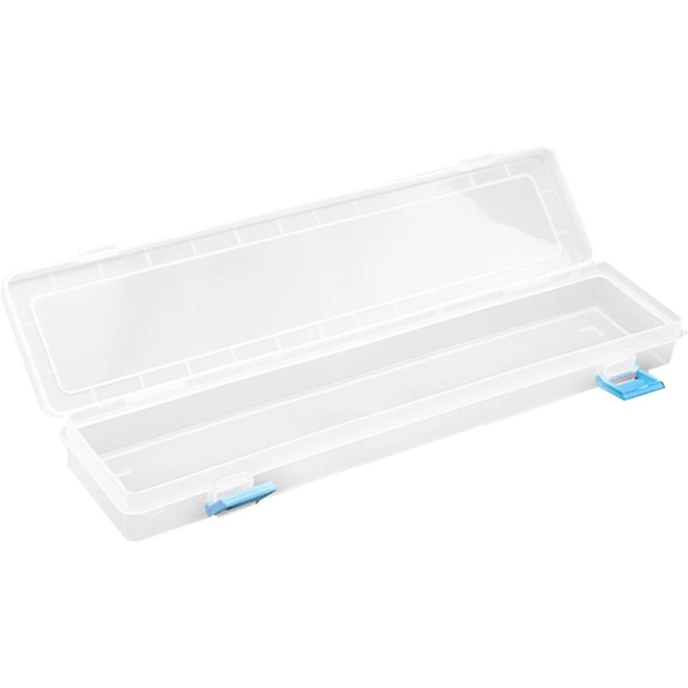 

Drawing Tools Storage Box White Plastic 13\" In Length. Easily Accessible Hinged Lid Crayons For Markers Durable