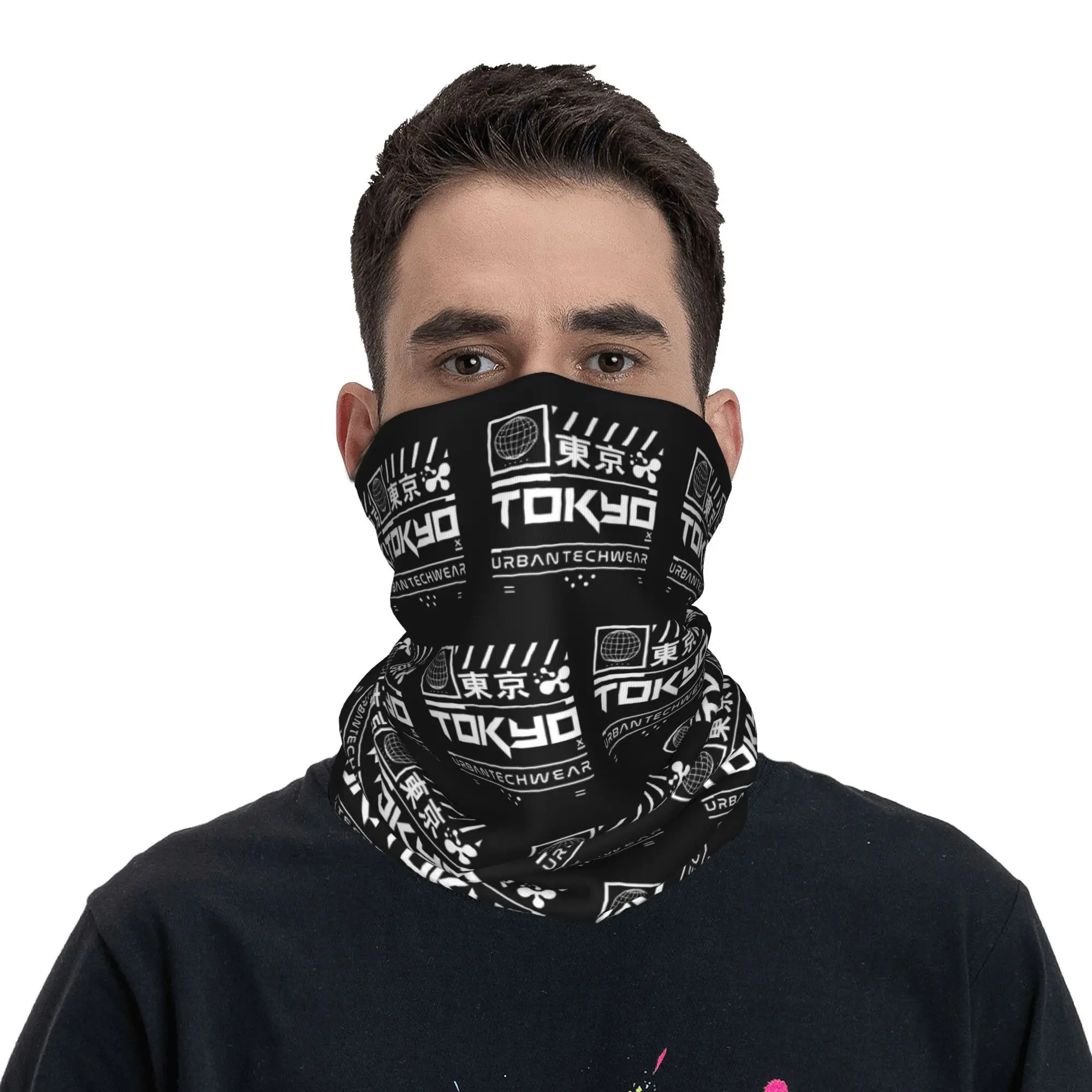 Custom Japanese Tokyo Bandana Neck Gaiter for Ski Hunting Men Women Wrap Scarf Balaclava Warmer