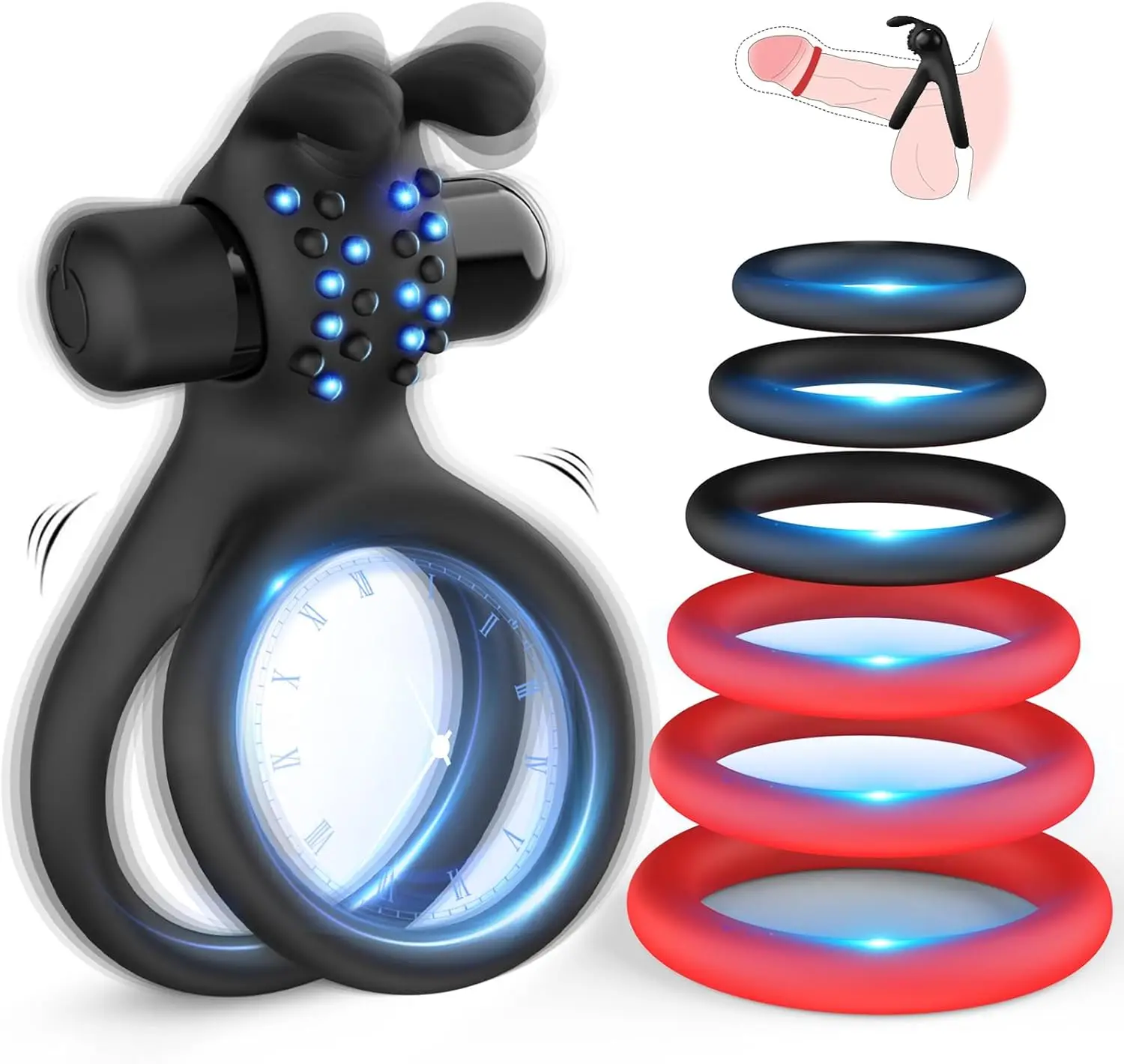 Двойное вибрирующее кольцо на член секс-игрушки для мужчин силиконовые кольца