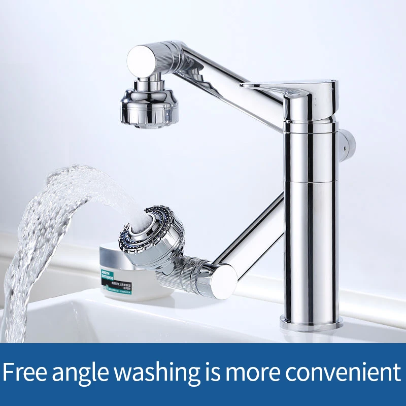 

1080° Swivel Bathroom Sink Faucet Mixer Deck Mounted Splash Proof Water Tap Shower Head Aerators Plumbing Tapware For Bathroom