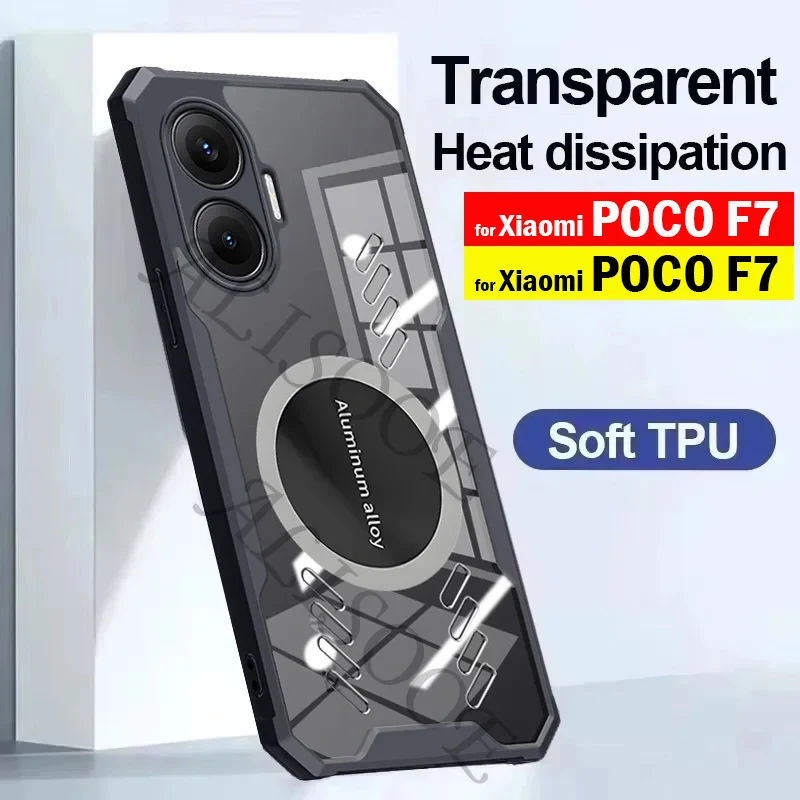 Фото Прозрачный чехол для Xiaomi POCO F7, чехол HD, прозрачный защитный чехол для телефона с рассеиванием тепла для OCO F7 5G Funda №1