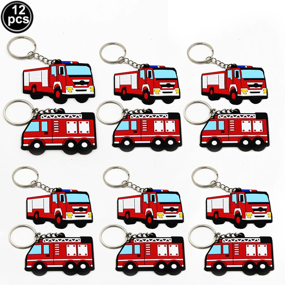 

12Pcs Fire Truck Keychains Party Favor Firefighter Theme Party Favors Supplies Kids Birthday Baby Shower Party Bag Gift Fillers