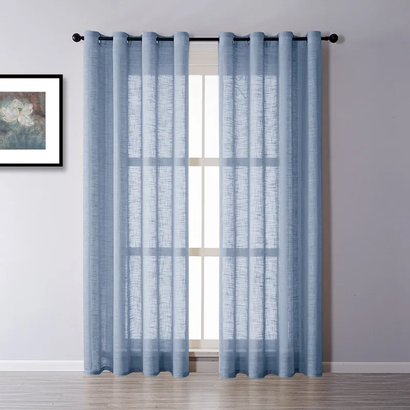 

Linen Semi-Shading Curtains For Living Room Bedroom Tulle For Window Kitchen Thick Sheer Curtain Custom Home Decor