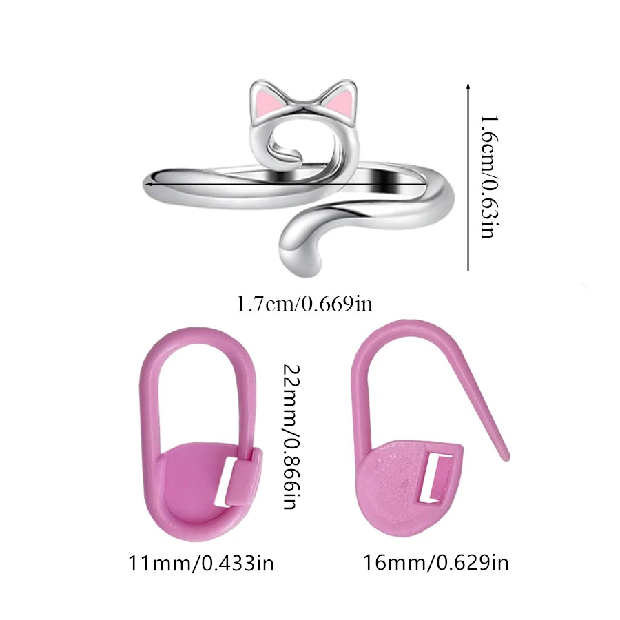 2 милых розовых кольца в форме кошачьих ушей с 10 разноцветными булавками