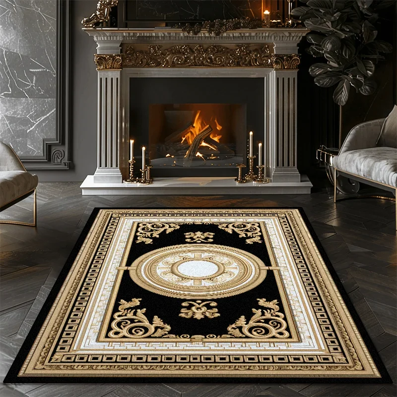 Золотой большой ковер в европейском стиле для гостиной роскошное украшение