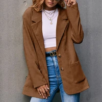 casual corduroy blazer women 2021 new ropa mujer solid color single button long sleeve jackets casual all match blazer women