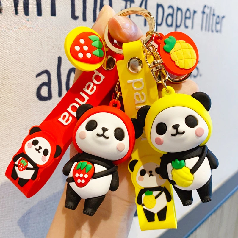 

Cartoon Dripping Glue Fruit Panda Keychain for Women Men Lovers Creative Exquisite Couple Key Chain Bag Pendant Jewelry Gift