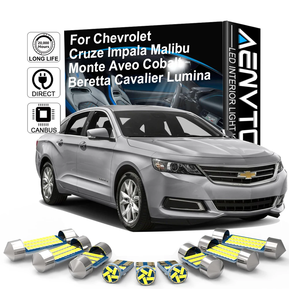 AENVTOL Canbus için Chevrolet Cruze Impala Malibu Monte Aveo kobalt Beretta Cavalier Lumina iç LED ışık aksesuarları kiti
